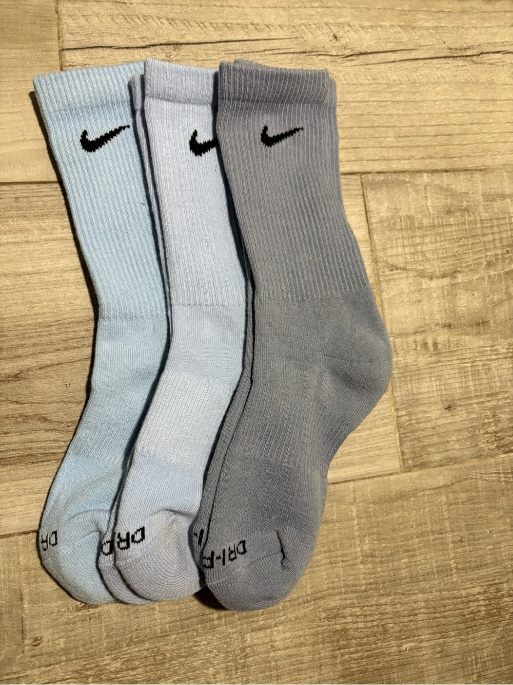 Nike Crew Athletic Socks - Light Blue & Gray - 3 Pack